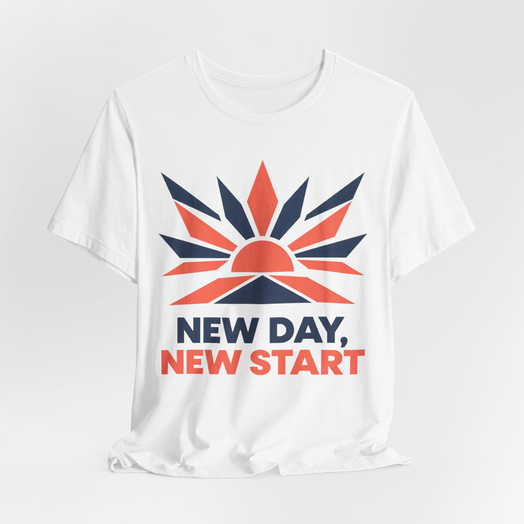 New Day New Start Geometric T-Shirt | Fresh Start Sunrise Tee | Motivational Gift Shirt
