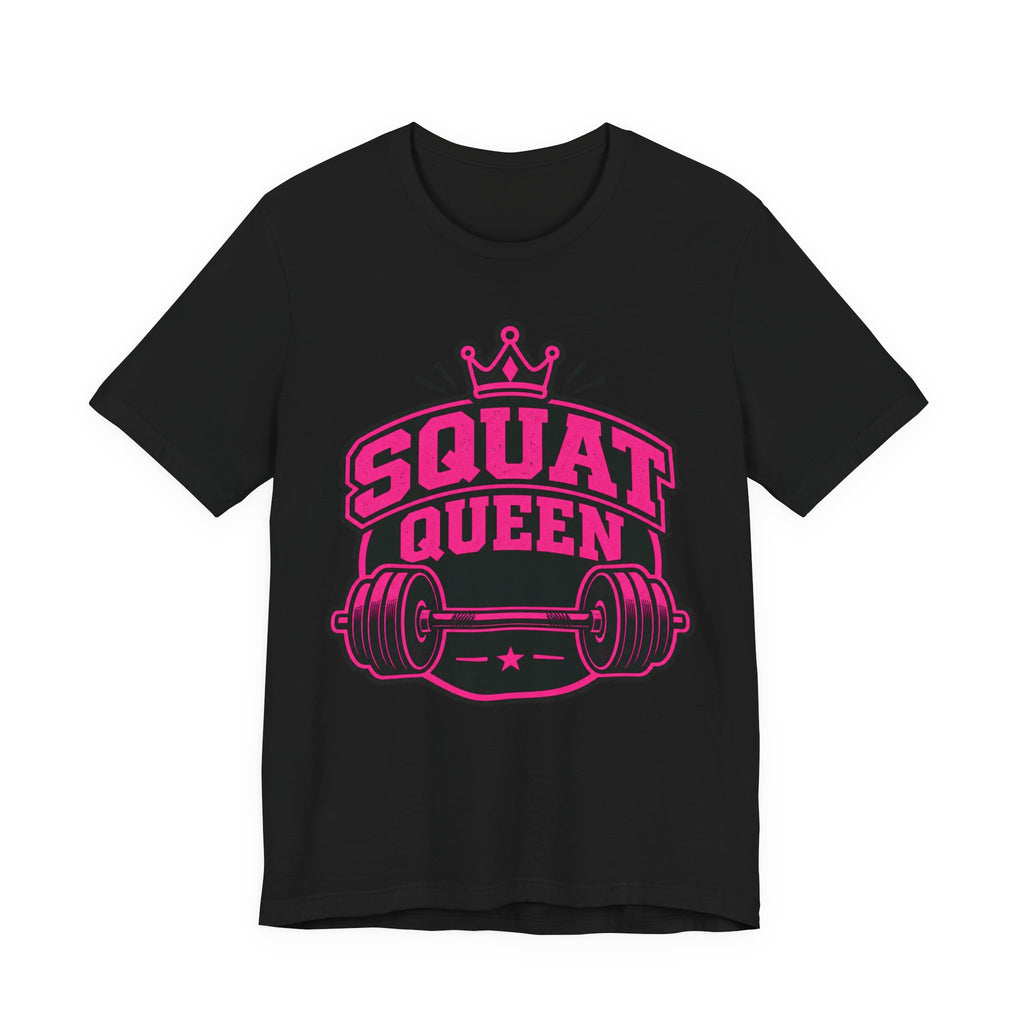 Squat Queen Retro Badge T-Shirt | Gym Girl Weightlifting Tee | Fitness Queen Gift Shirt