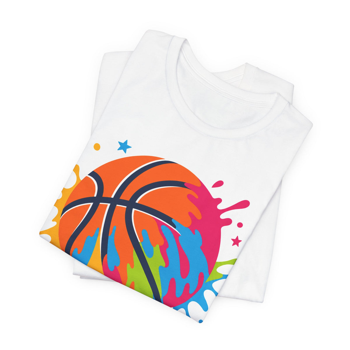 Color Pop Basketball Tee | Bold Paint Splatter Basketball Shirt | Basketball Gift Tee | Bright Sports Graphic