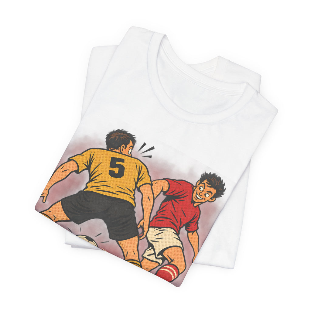 Soccer Action Comic Tee | Bold Soccer Duel Design | Soccer Gift Tee | Comic Pop Art Soccer Shirt