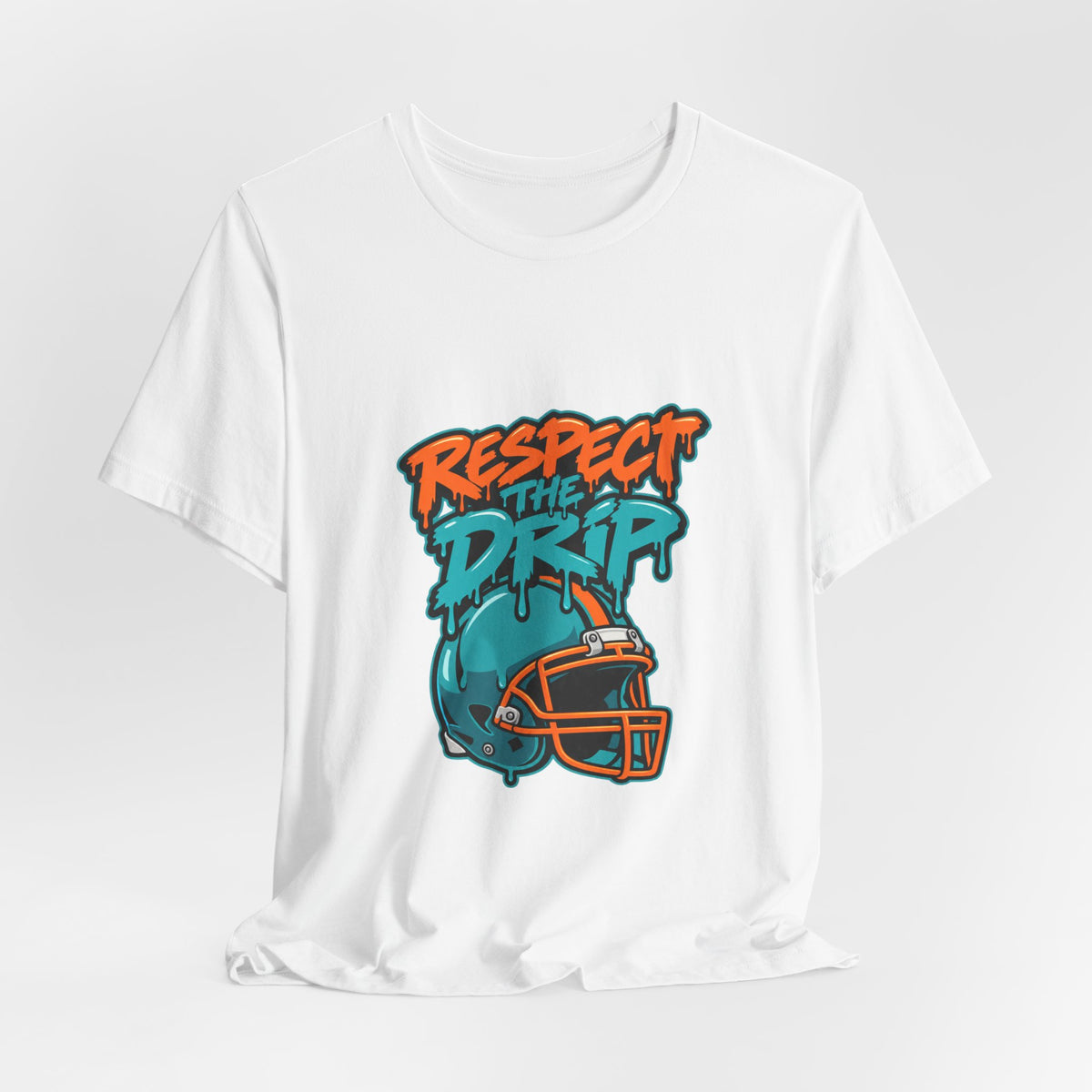 Respect The Drip Tee | Football Paint Drip Helmet Shirt | Football Graphic Gift | Bold Sports Streetwear Tee