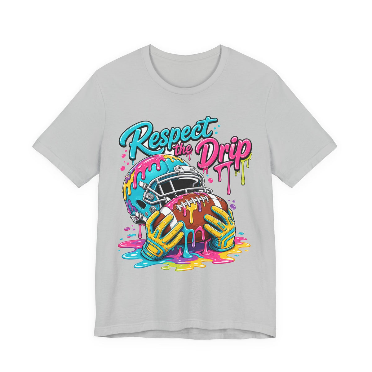 Respect The Drip Neon Tee | Bold Football Paint Drip Shirt | Football Graphic Gift | Bright Sports Tee
