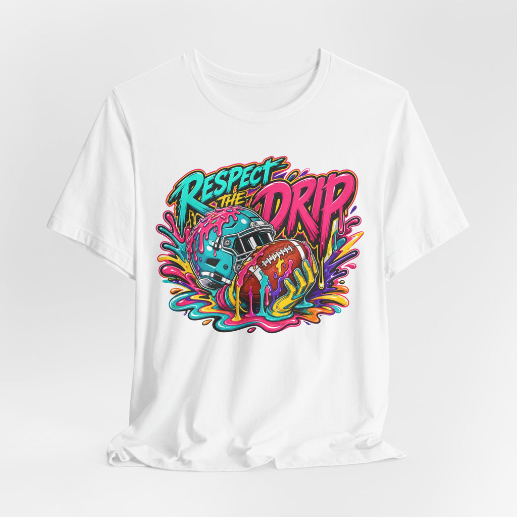 Respect The Drip Graffiti Tee | Bold Football Paint Drip Shirt | Football Graphic Gift | Street Football Tee
