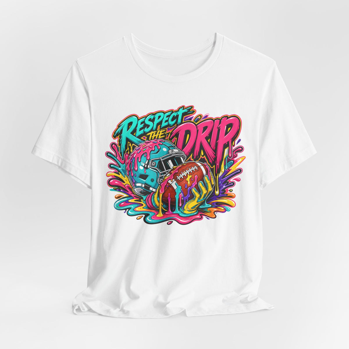 Respect The Drip Graffiti Tee | Bold Football Paint Drip Shirt | Football Graphic Gift | Street Football Tee