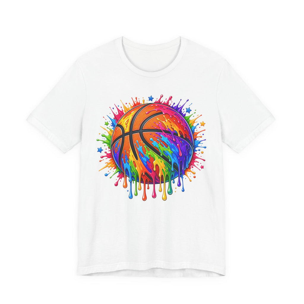Rainbow Drip Basketball Tee | Colorful Paint Splash Basketball Shirt | Basketball Lover Gift | Bold Basketball Graphic Tee