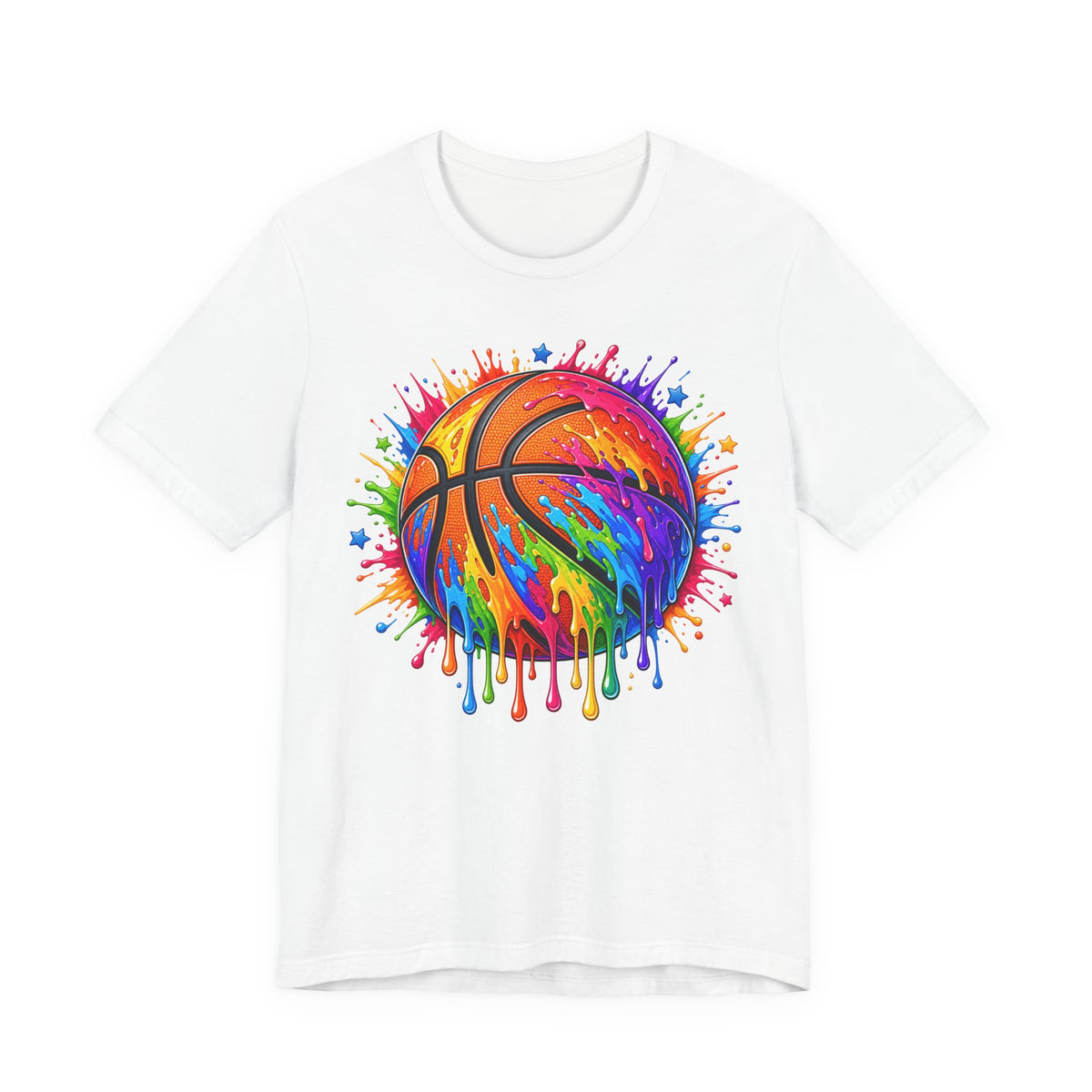 Rainbow Drip Basketball Tee | Colorful Paint Splash Basketball Shirt | Basketball Lover Gift | Bold Basketball Graphic Tee