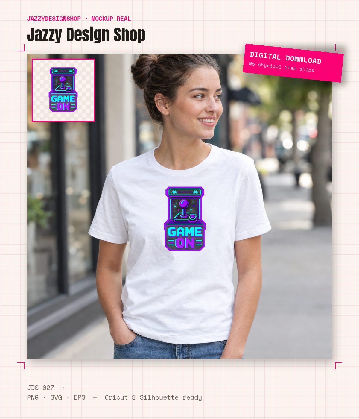 [Digital Download] Retro Arcade Gamer Badge T-Shirt SVG PNG EPS Cricut Silhouette Sublimation Design