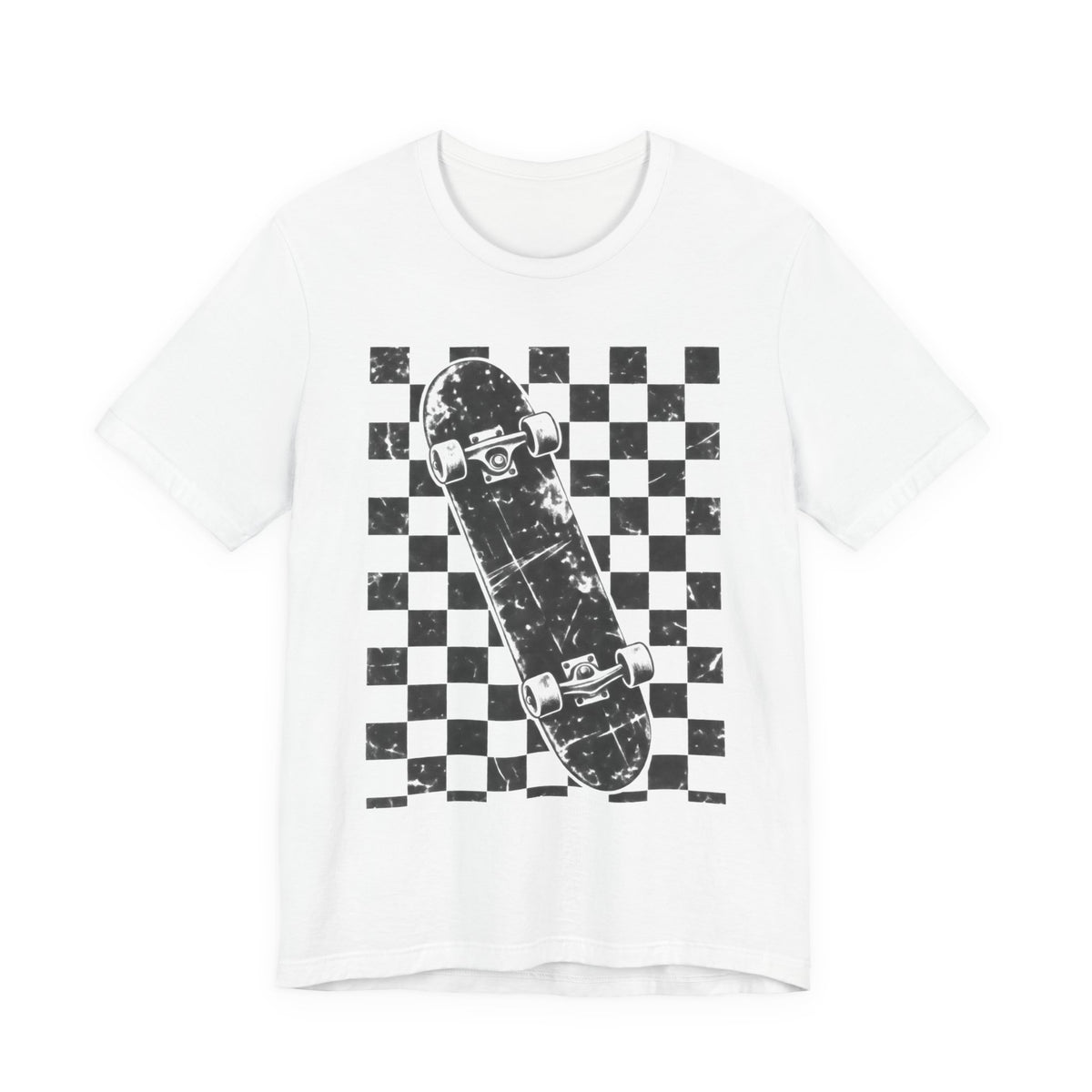 Checkerboard Skater T-Shirt | Vintage 90s Skate Culture Tee | Retro Black White Streetwear Gift