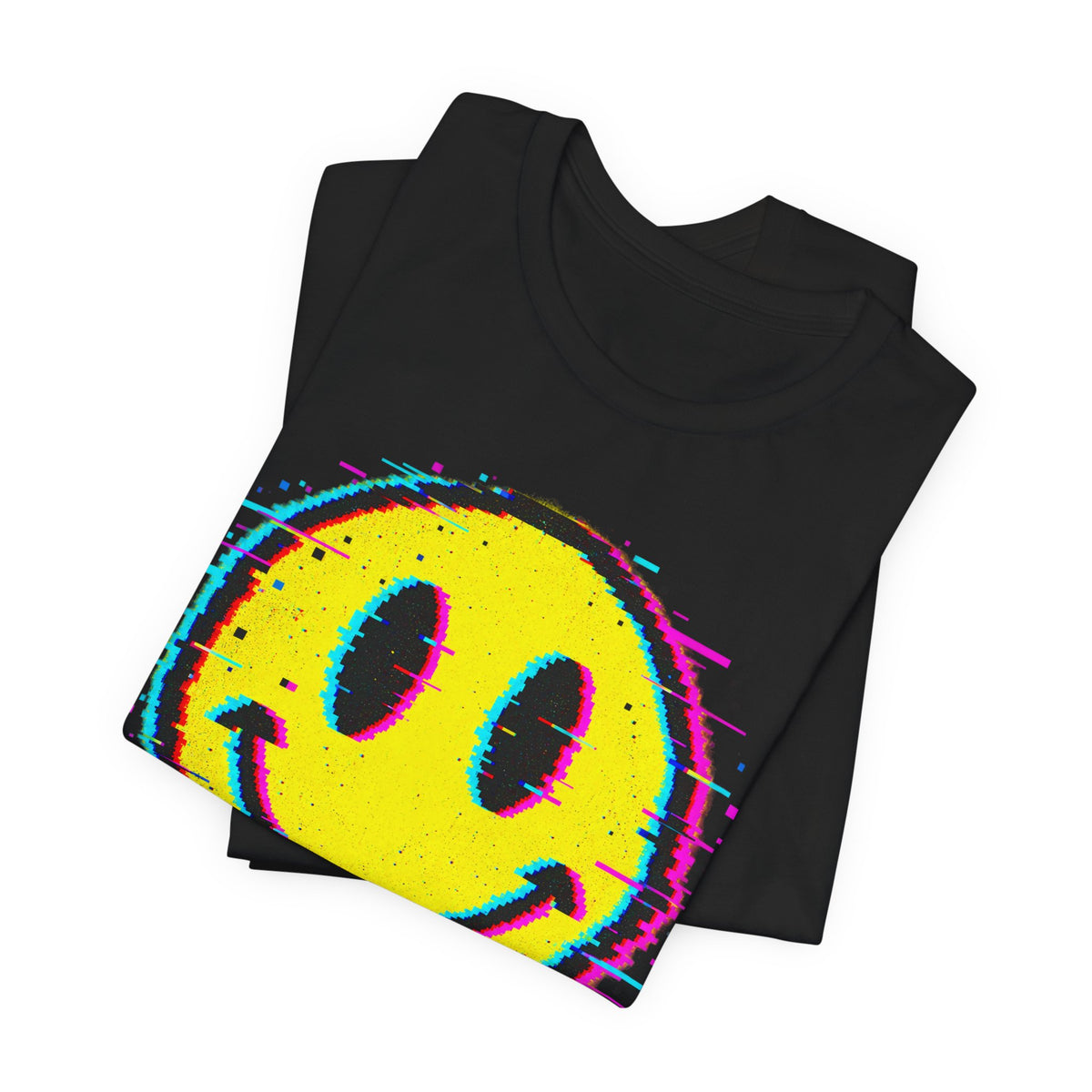 Y2K Glitch Smiley Tee | Distorted Smiley Face Shirt | Glitch Streetwear Shirt | Y2K Glitch Gift Tee