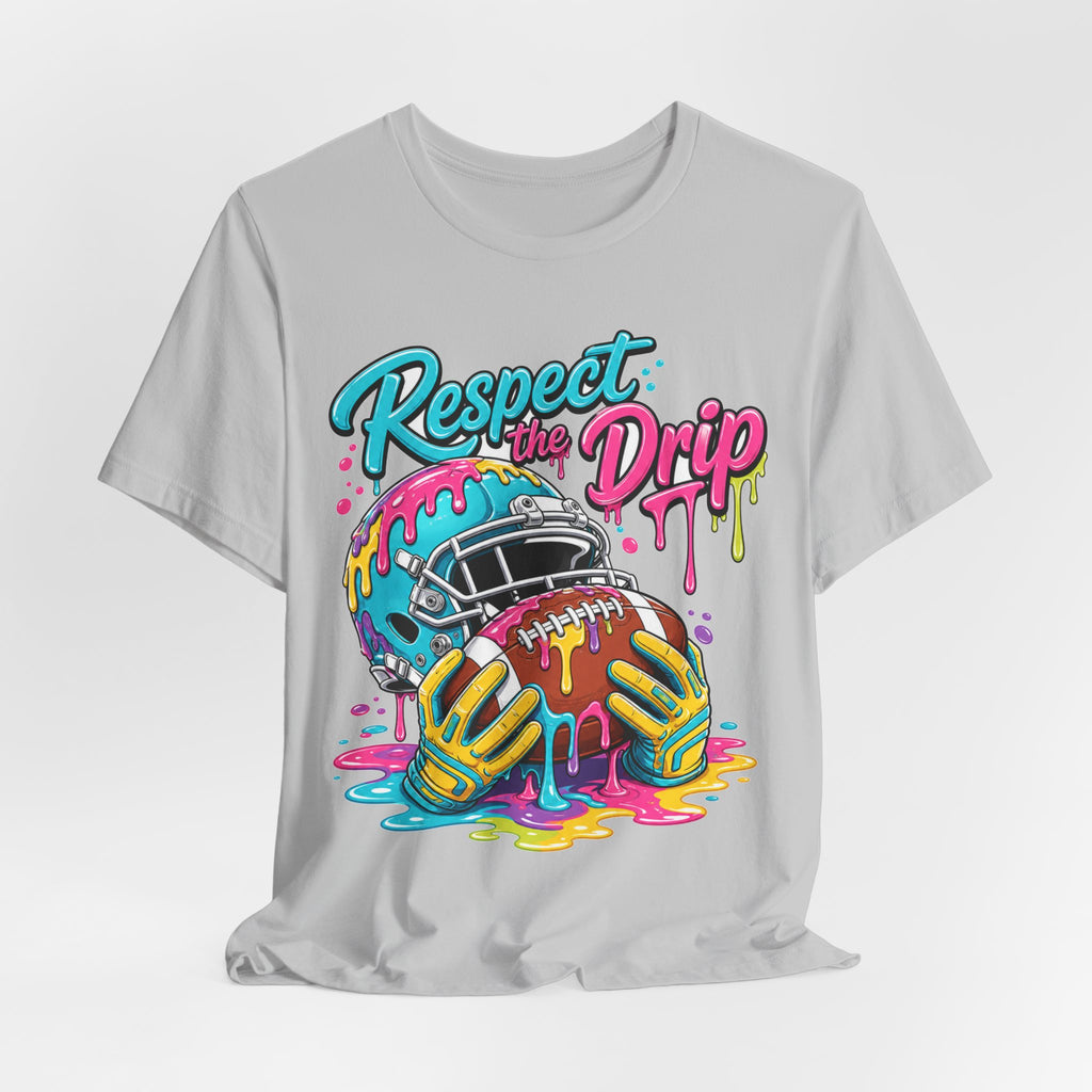Respect The Drip Neon Tee | Bold Football Paint Drip Shirt | Football Graphic Gift | Bright Sports Tee