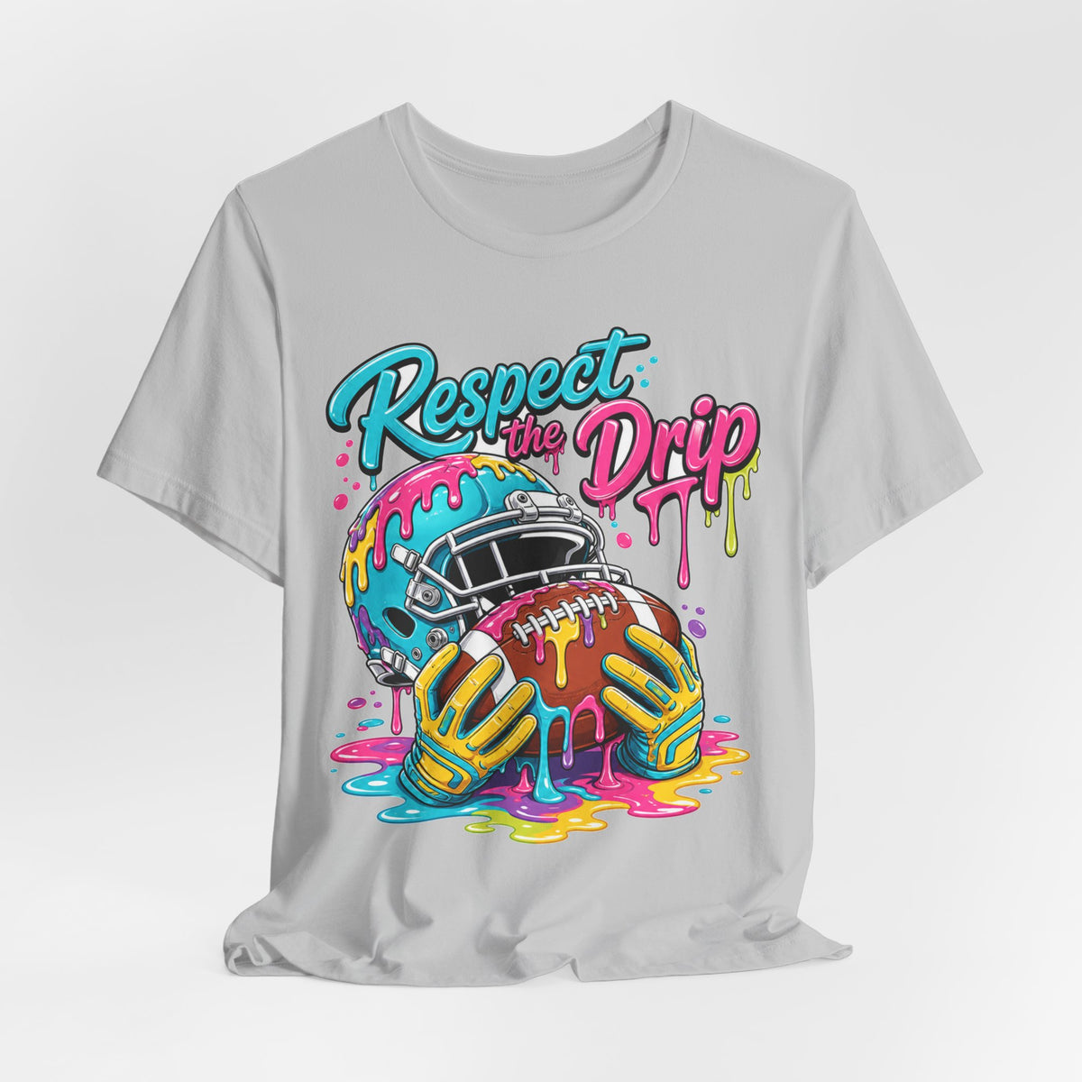 Respect The Drip Neon Tee | Bold Football Paint Drip Shirt | Football Graphic Gift | Bright Sports Tee