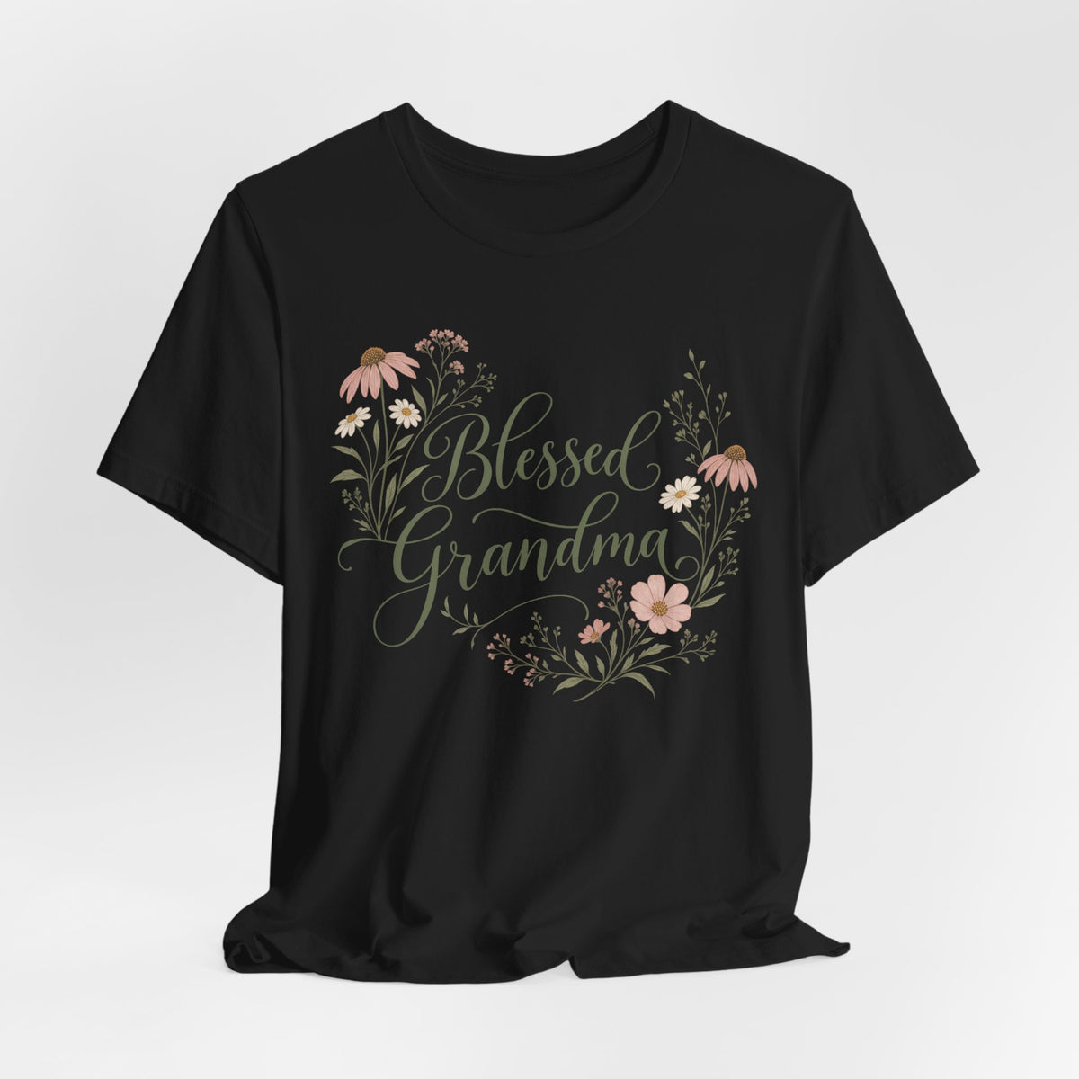Blessed Grandma Floral Script T-Shirt | Boho Grandma Gift Shirt | Grandmother Quote Tee | Mother's Day Gift