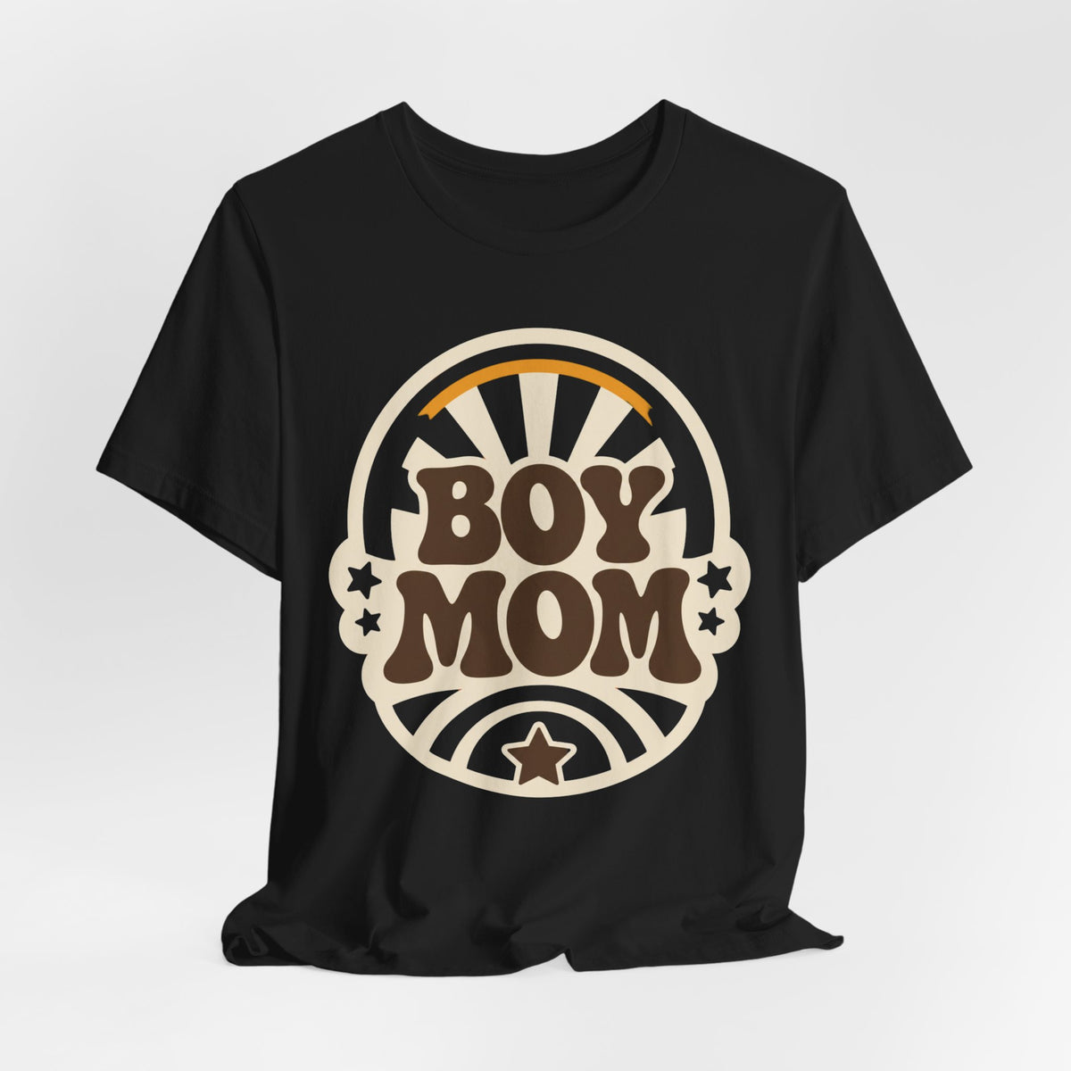 Boy Mom Sunburst Retro Badge T-Shirt | Boy Mama Shirt | Mom Life Tee | Mother's Day Gift | Retro Mom Shirt