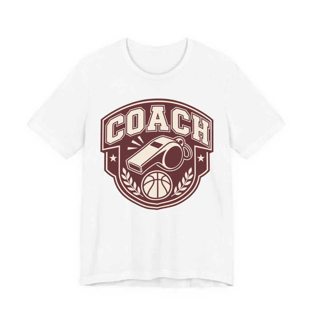 Basketball Coach T-Shirt | Whistle Varsity Badge Tee | Coach Appreciation Gift Shirt