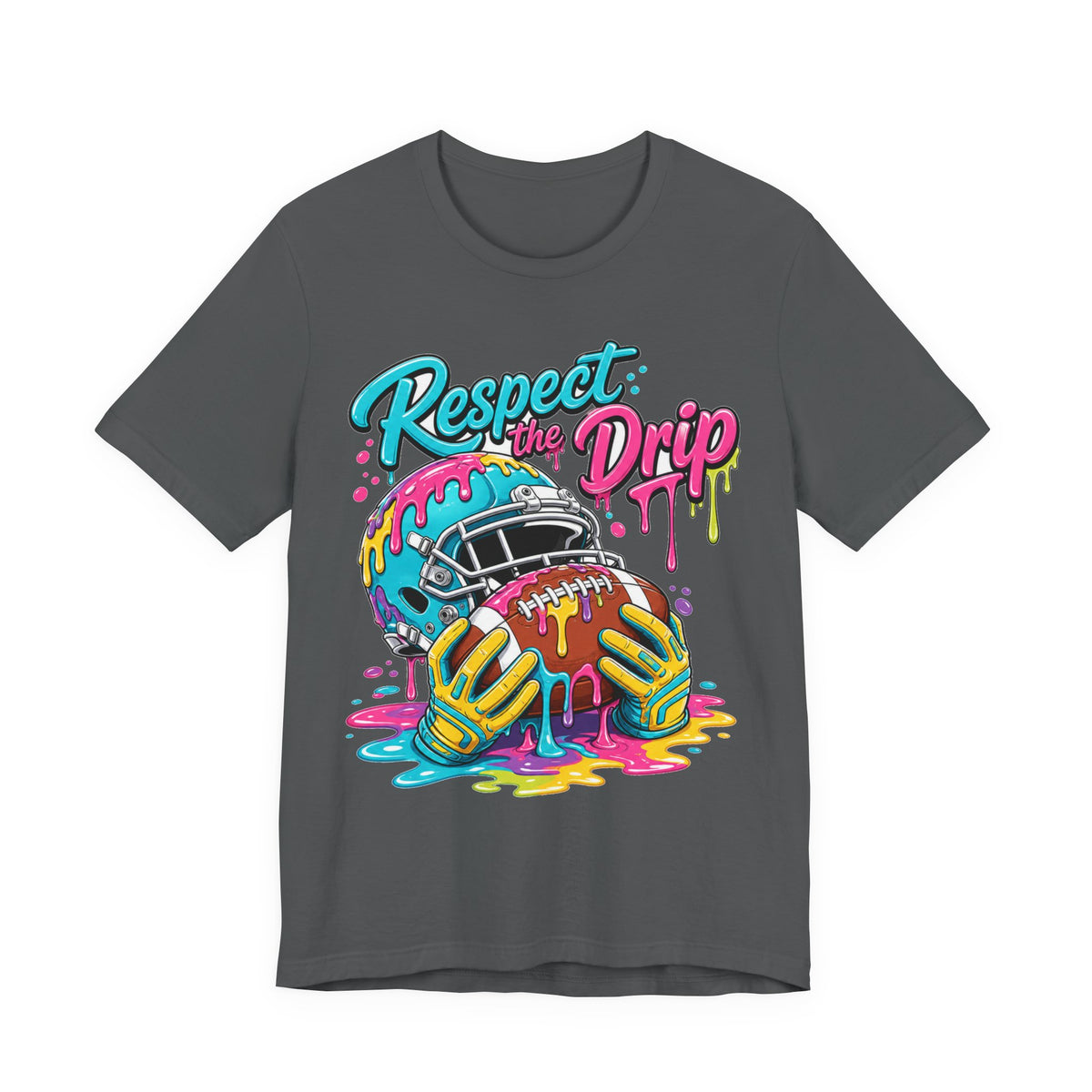 Respect The Drip Neon Tee | Bold Football Paint Drip Shirt | Football Graphic Gift | Bright Sports Tee