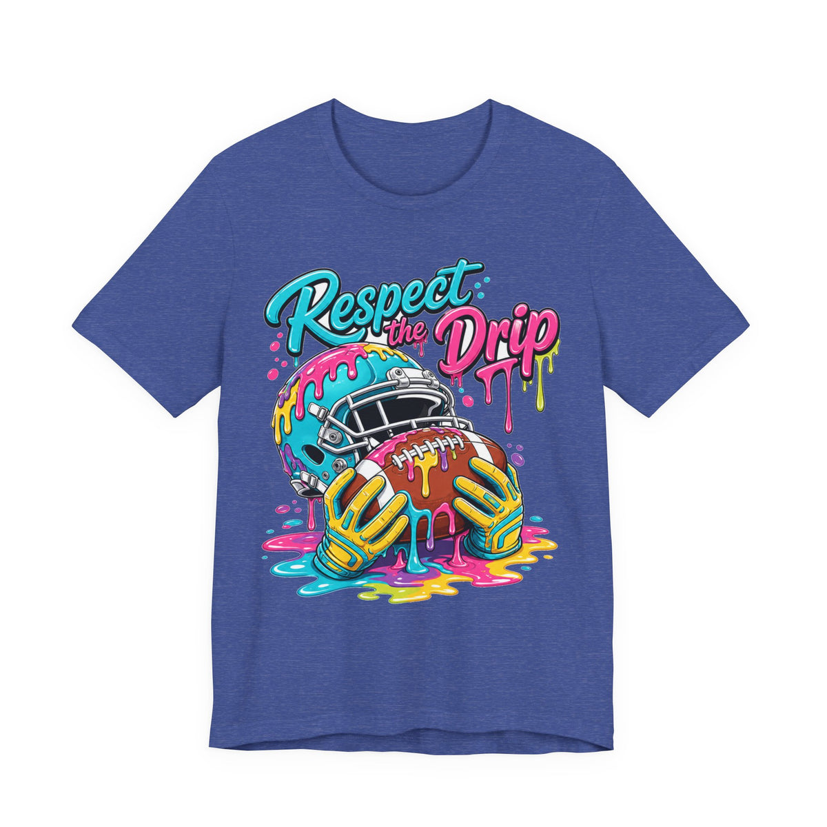 Respect The Drip Neon Tee | Bold Football Paint Drip Shirt | Football Graphic Gift | Bright Sports Tee