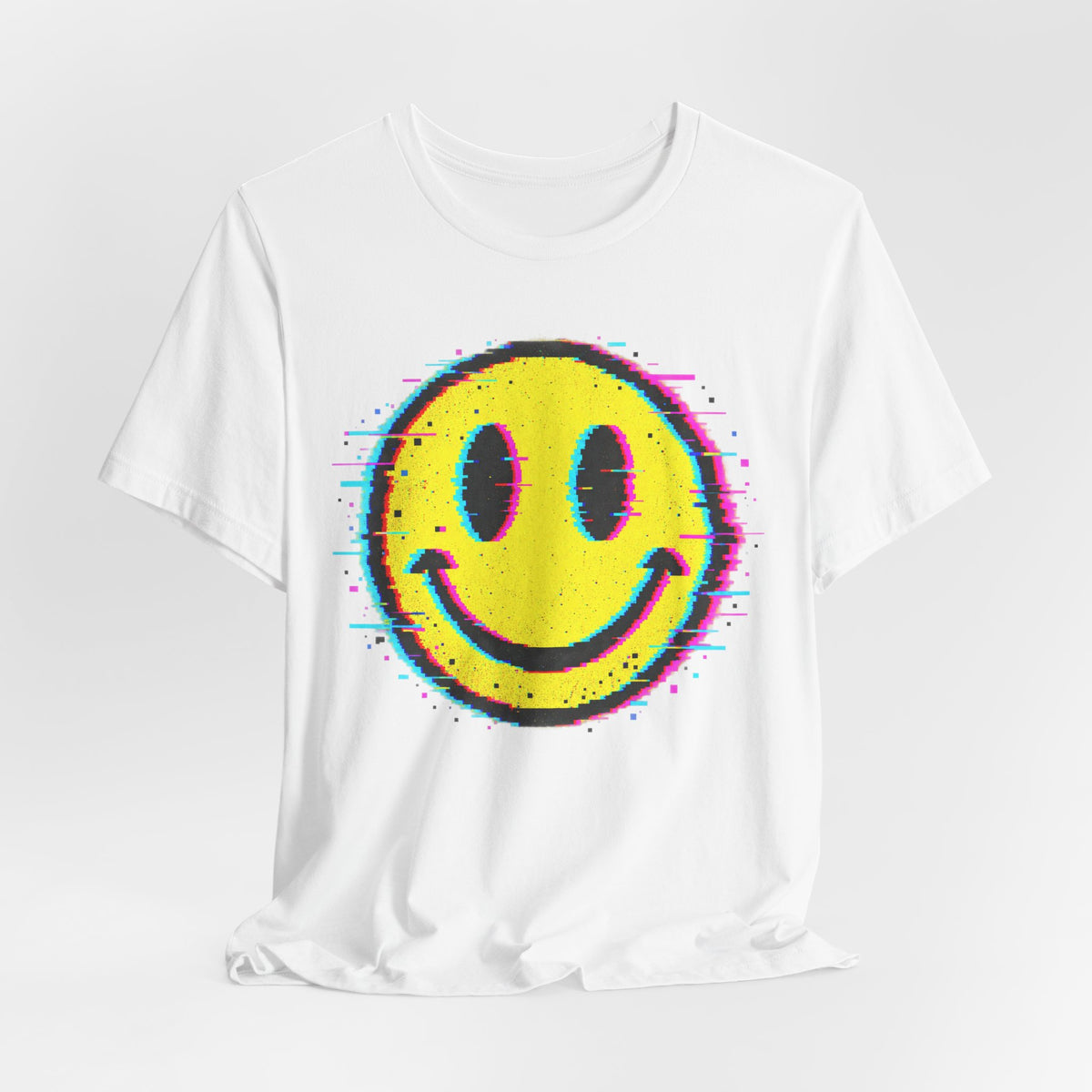 Y2K Glitch Smiley Tee | Distorted Smiley Face Shirt | Glitch Streetwear Shirt | Y2K Glitch Gift Tee