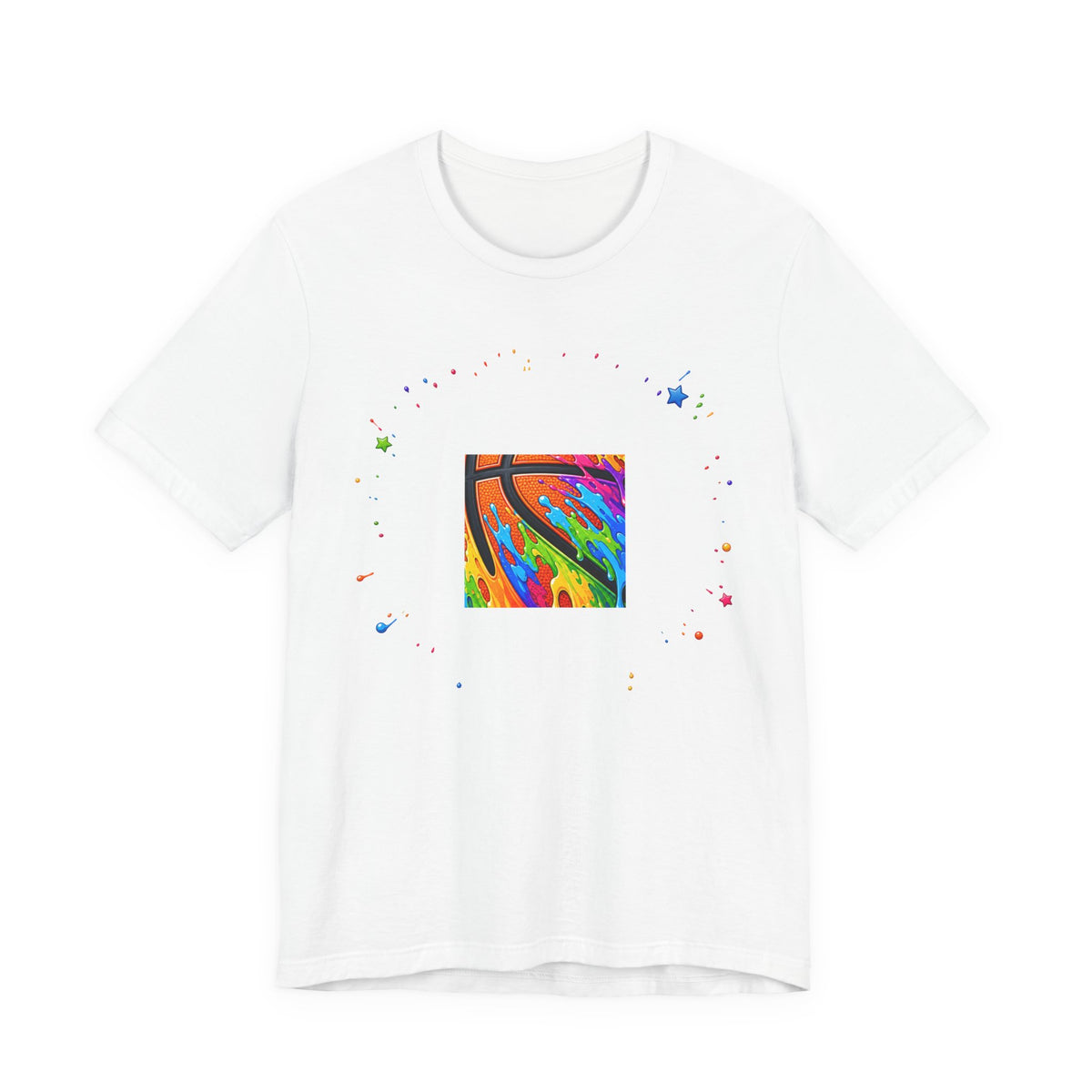 Rainbow Drip Basketball Tee | Colorful Paint Splash Basketball Shirt | Basketball Lover Gift | Bold Basketball Graphic Tee