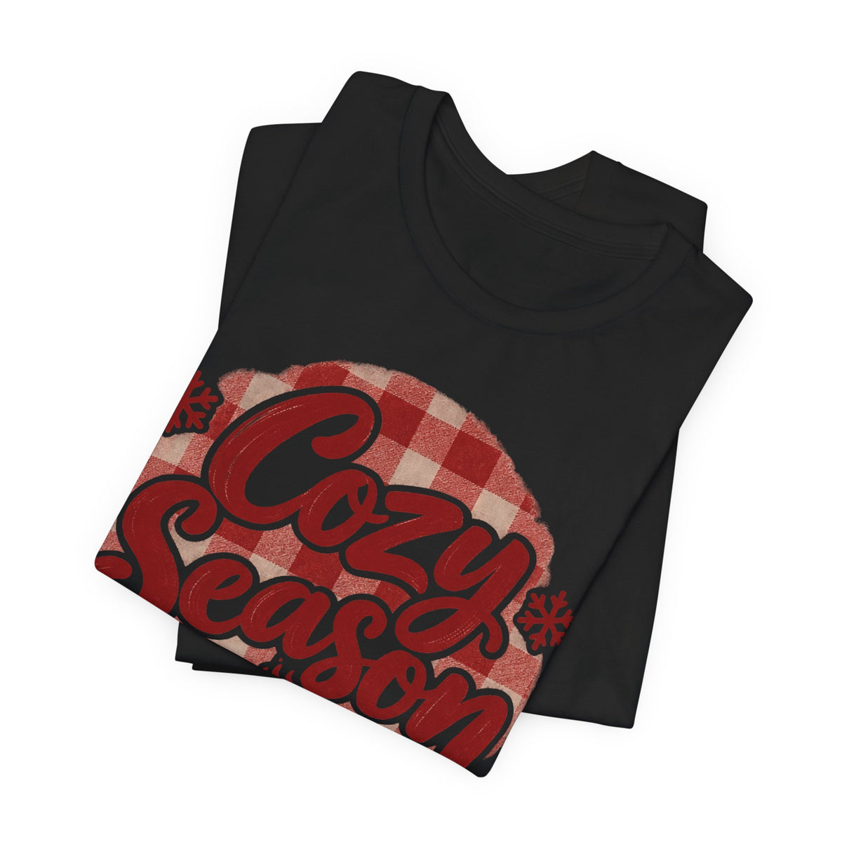 Cozy Season T-Shirt | Plaid Winter Hand-Lettered Tee | Cozy Christmas Gift Shirt