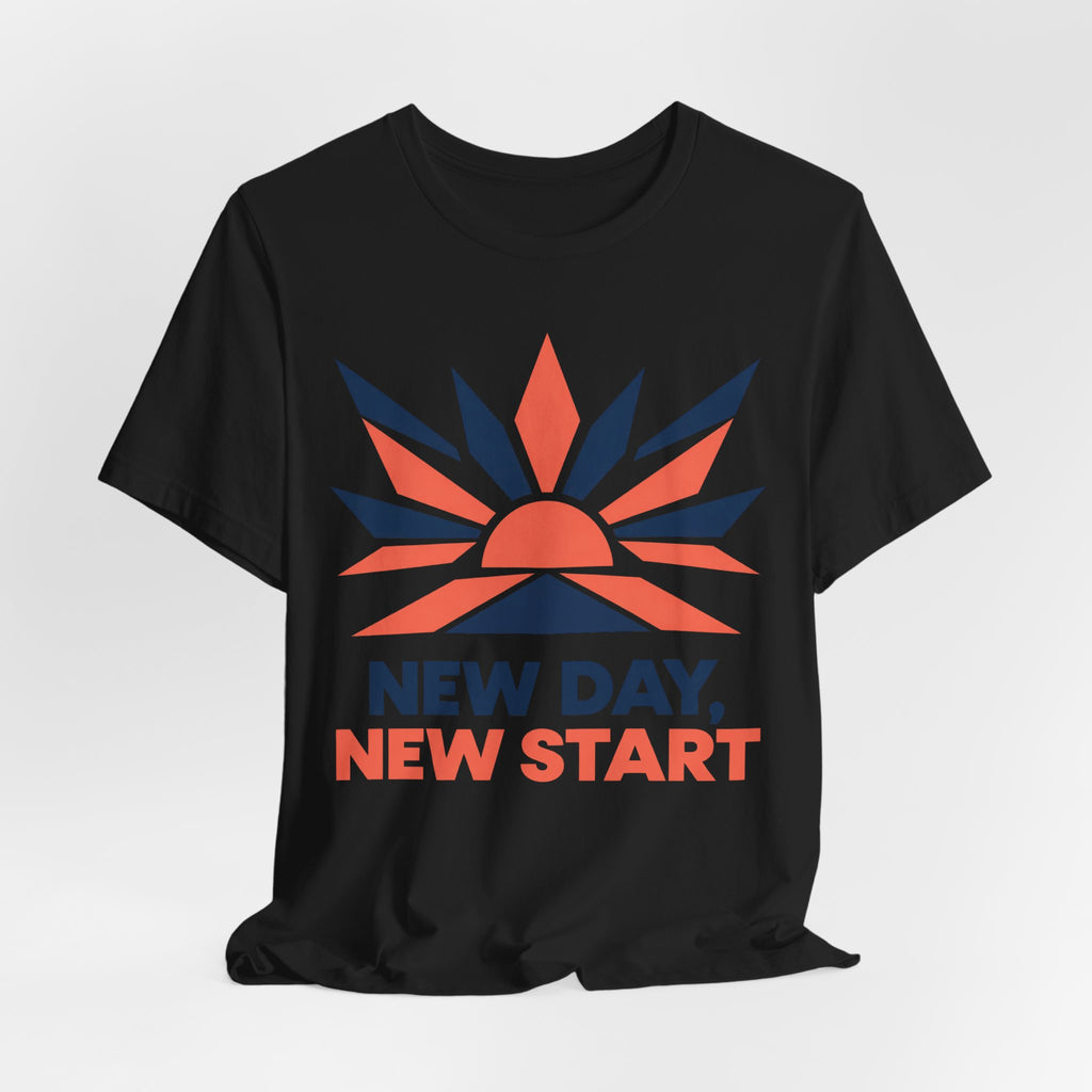 New Day New Start Geometric T-Shirt | Fresh Start Sunrise Tee | Motivational Gift Shirt
