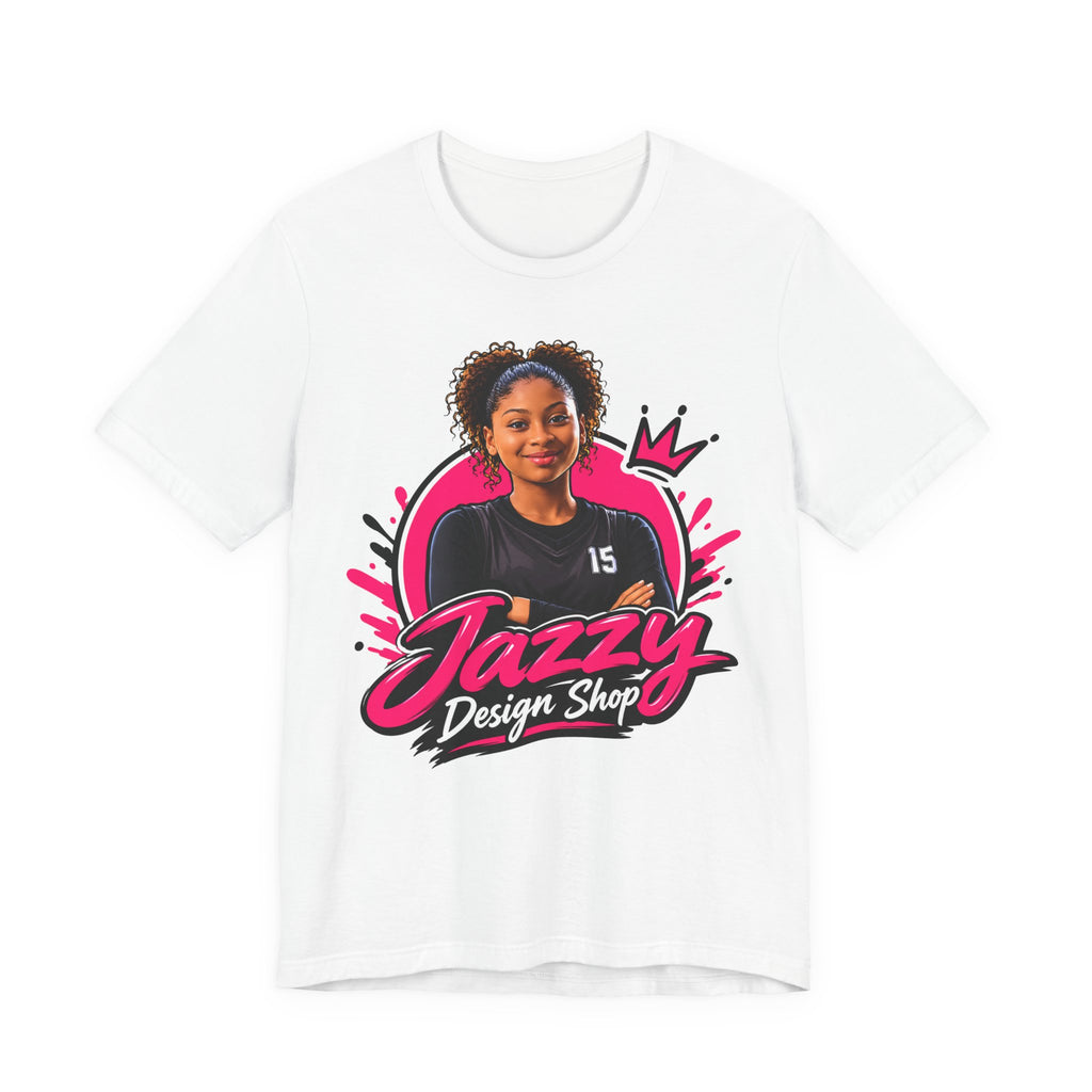 Jazzy Design Shop Mascot Tee | Basketball Girl Crown Logo Shirt | Brand Mascot Shirt | Basketball Queen Gift Tee