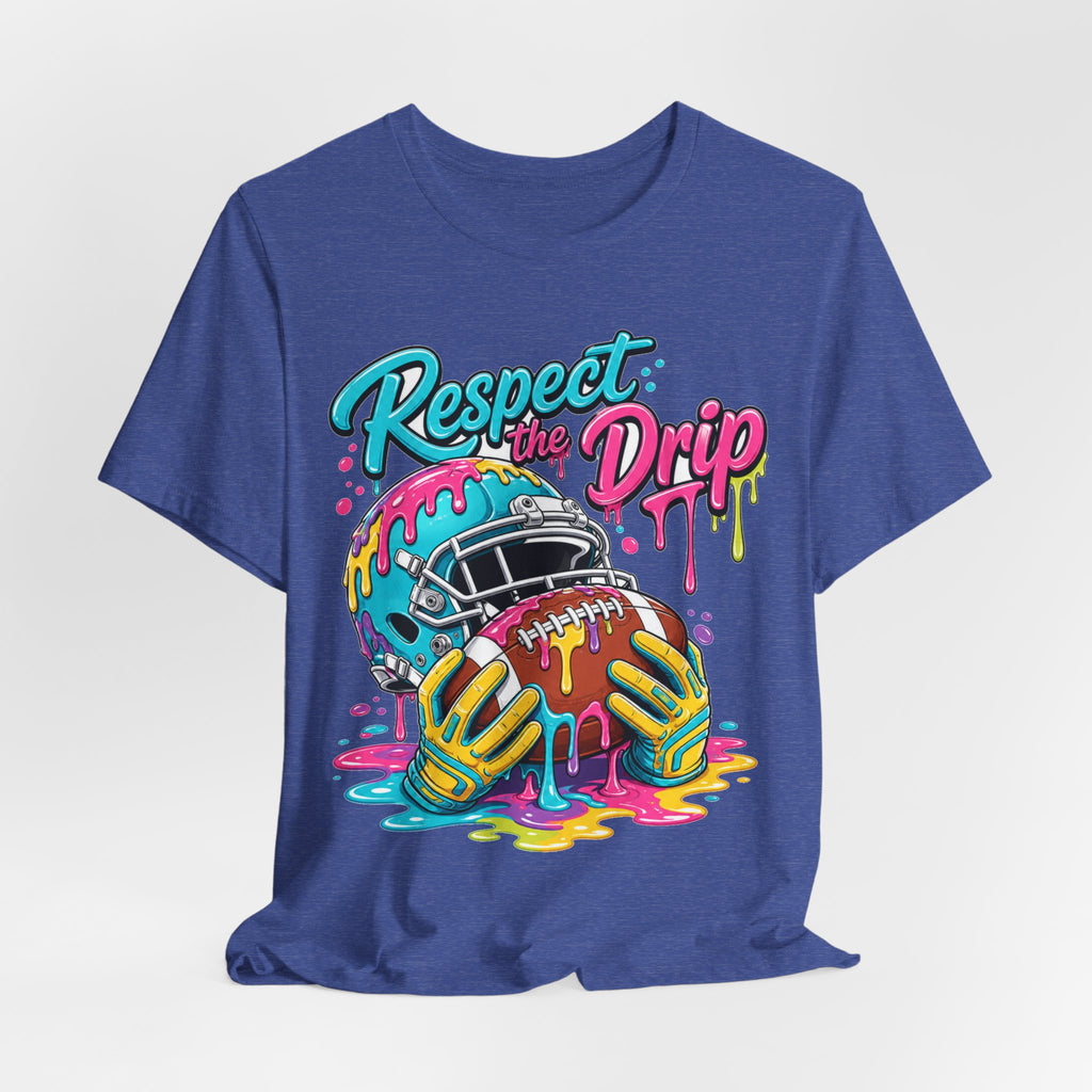 Respect The Drip Neon Tee | Bold Football Paint Drip Shirt | Football Graphic Gift | Bright Sports Tee