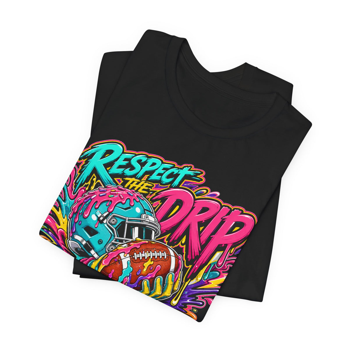Respect The Drip Graffiti Tee | Bold Football Paint Drip Shirt | Football Graphic Gift | Street Football Tee