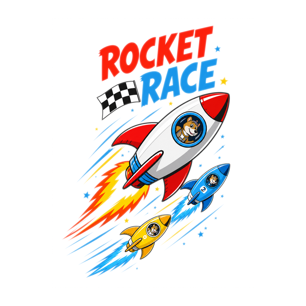 [Digital Download] Rocket Race Cartoon Tee SVG PNG EPS Cricut Silhouette Sublimation Design