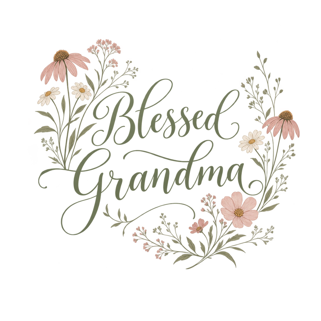 [Digital Download] Blessed Grandma Floral Script T-Shirt SVG PNG EPS Cricut Silhouette Sublimation Design