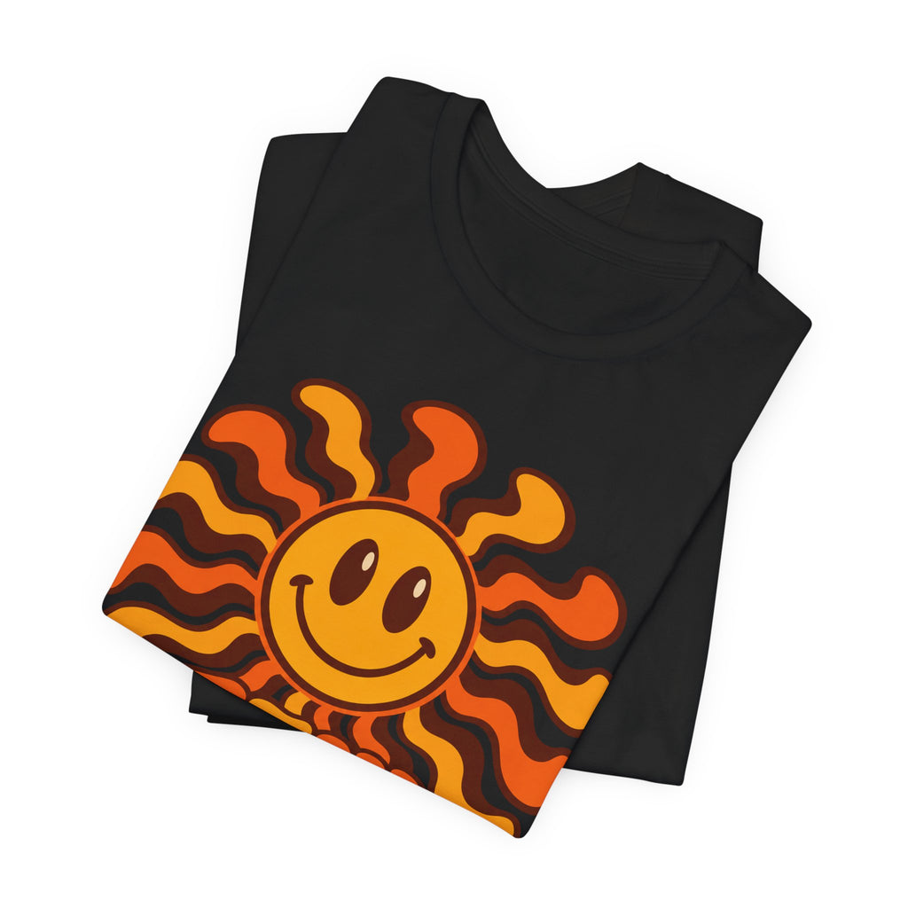 Groovy Smiley Sun 70s T-Shirt | Retro Psychedelic Tee | Stay Groovy Gift Shirt