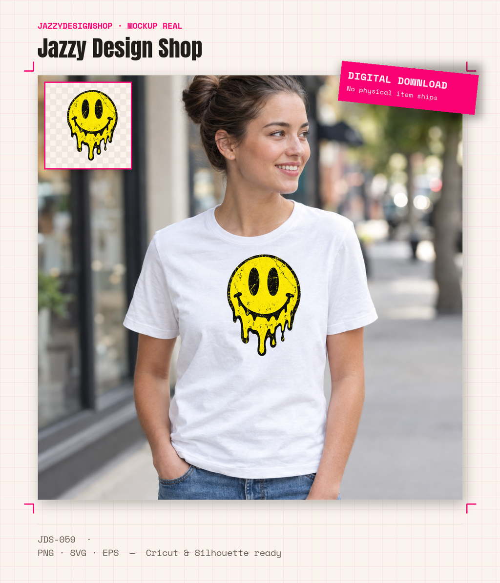 [Digital Download] Acid Smiley T-Shirt SVG PNG EPS Cricut Silhouette Sublimation Design