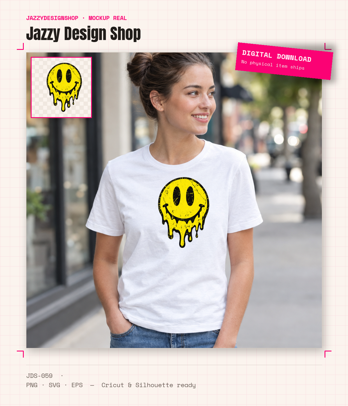 [Digital Download] Acid Smiley T-Shirt SVG PNG EPS Cricut Silhouette Sublimation Design