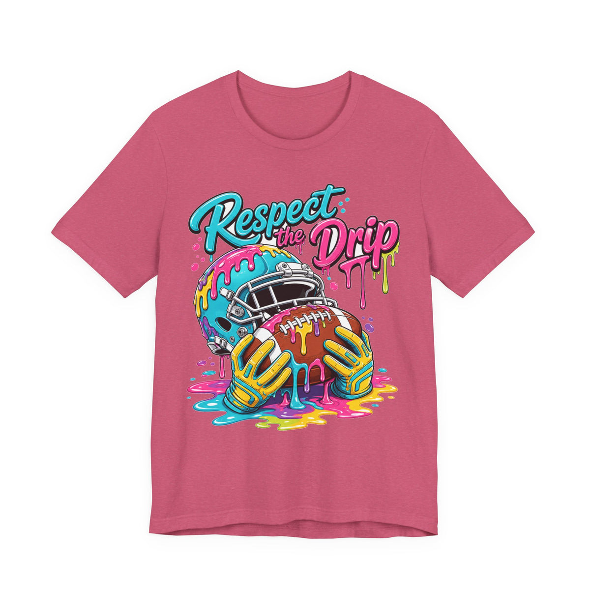 Respect The Drip Neon Tee | Bold Football Paint Drip Shirt | Football Graphic Gift | Bright Sports Tee