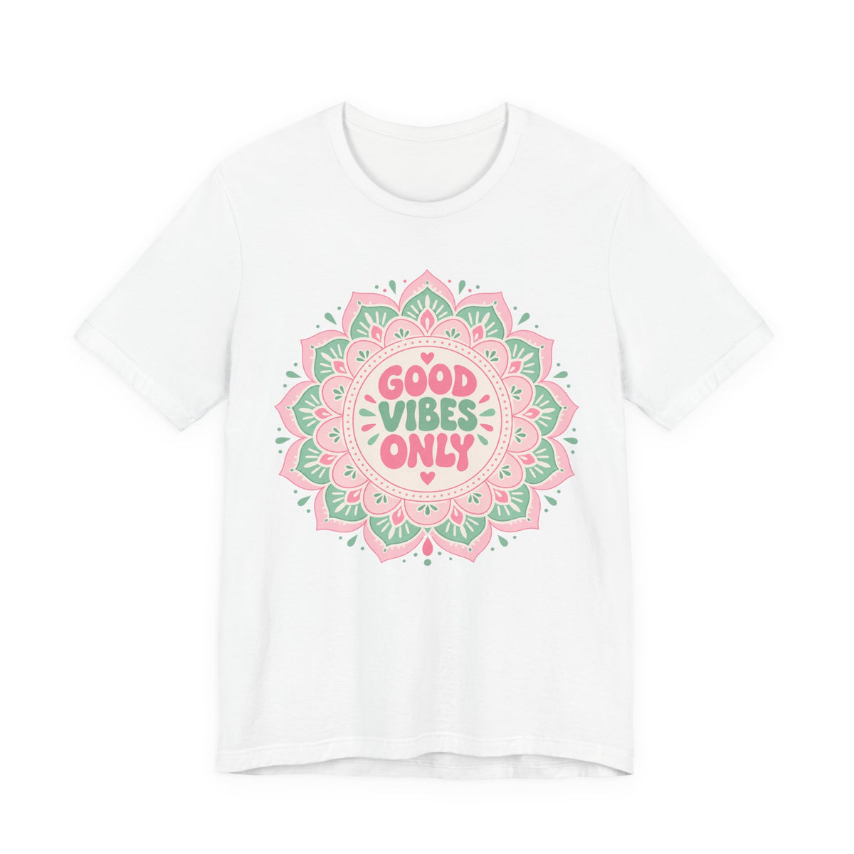 Good Vibes Only Mandala T-Shirt | Kawaii Pastel Mindfulness Tee | Positive Energy Gift Shirt