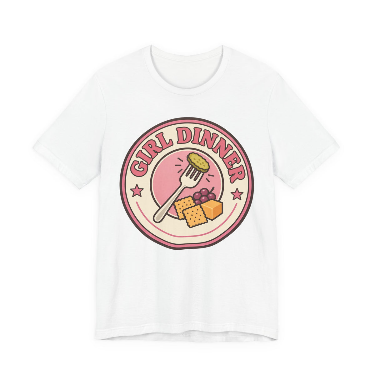 Girl Dinner T-Shirt | Retro Badge Viral Food Trend Tee | Funny Foodie Gift Shirt
