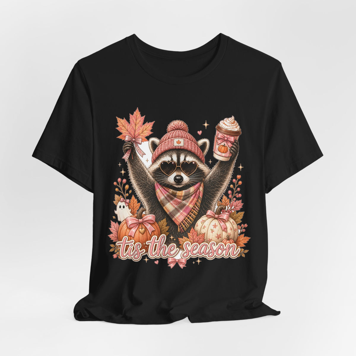 Tis The Season Raccoon Tee | Cute Autumn Raccoon Shirt | Fall Gift Tee | Cozy Sweater Weather Design