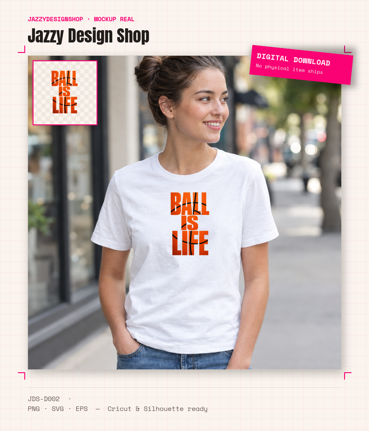 [Digital Download] Ball Is Life Basketball T-Shirt SVG PNG EPS Cricut Silhouette Sublimation Design