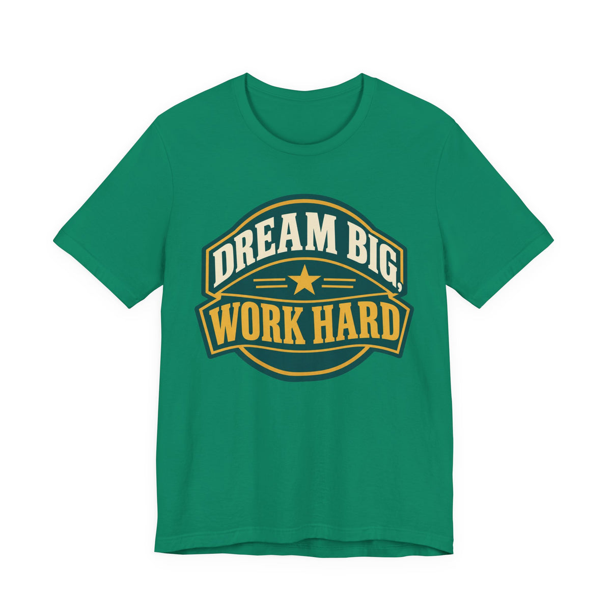 Dream Big Work Hard Retro Badge T-Shirt | Motivational Hustle Tee | Entrepreneur Gift Shirt