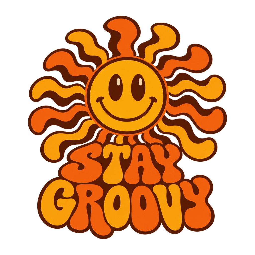 [Digital Download] Groovy Smiley Sun 70s T-Shirt SVG PNG EPS Cricut Silhouette Sublimation Design