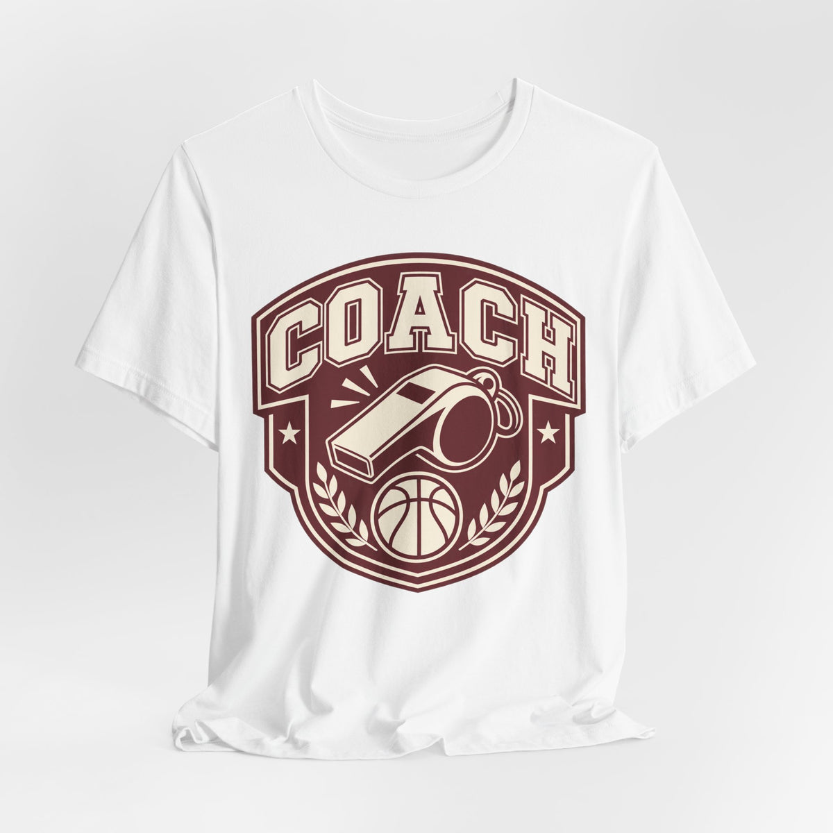 Basketball Coach T-Shirt | Whistle Varsity Badge Tee | Coach Appreciation Gift Shirt