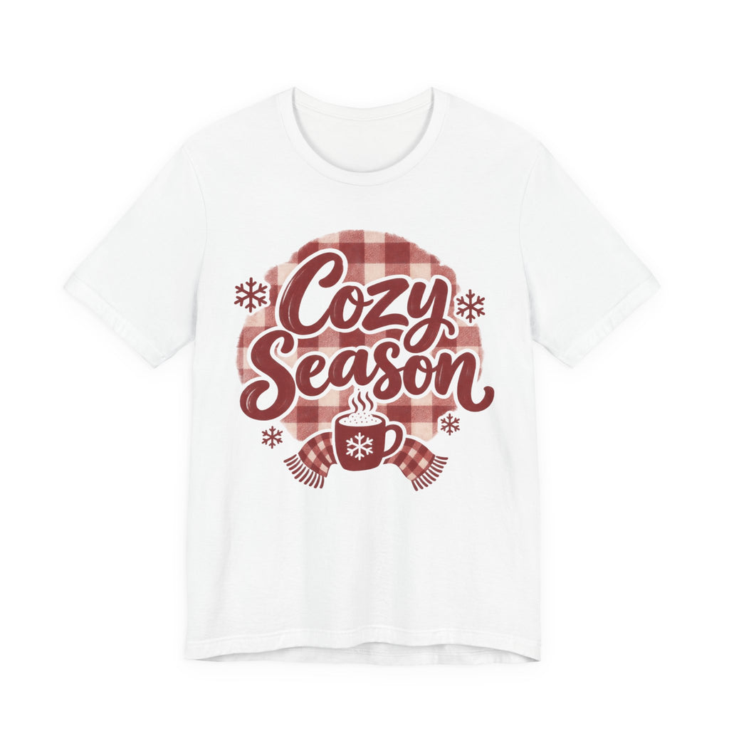 Cozy Season T-Shirt | Plaid Winter Hand-Lettered Tee | Cozy Christmas Gift Shirt