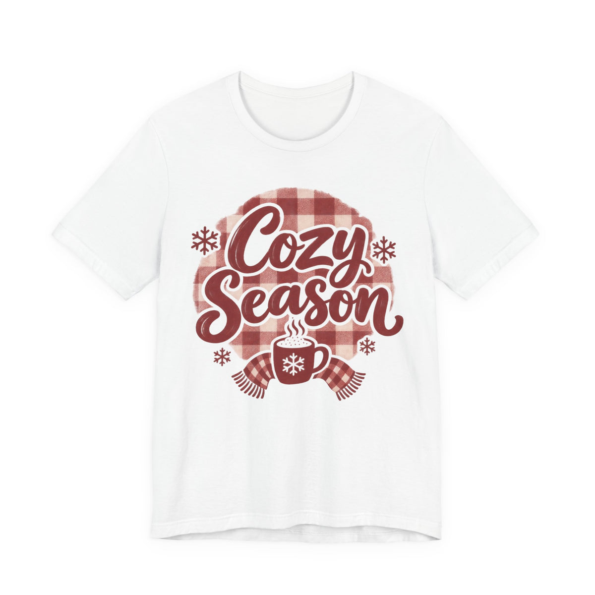 Cozy Season T-Shirt | Plaid Winter Hand-Lettered Tee | Cozy Christmas Gift Shirt