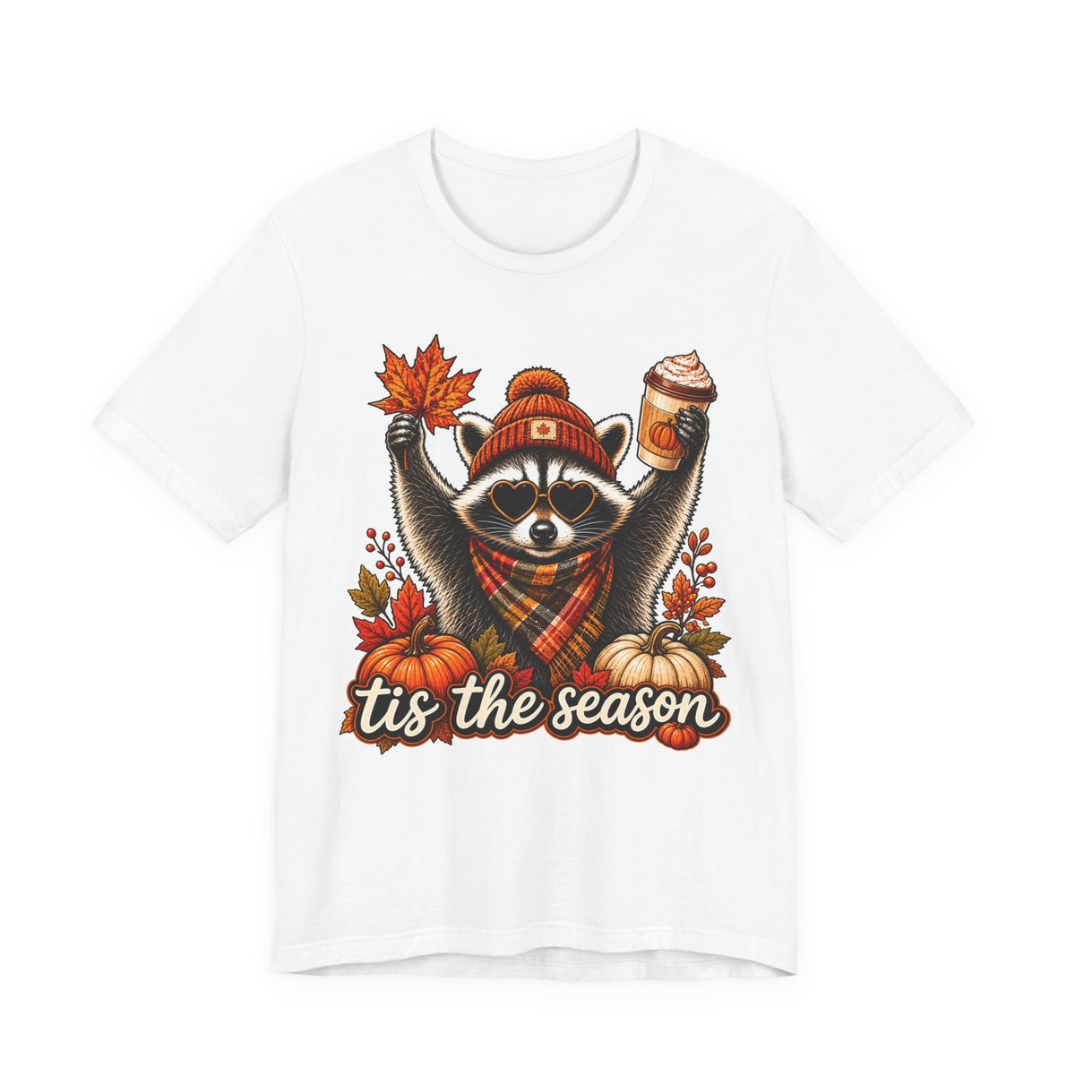 Tis The Season Pink Raccoon Tee | Cute Halloween Raccoon Shirt | Fall Gift Tee | Cozy Ghost Autumn Design