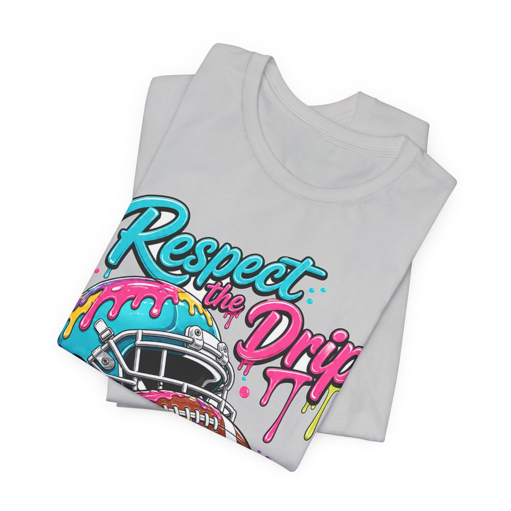 Respect The Drip Neon Tee | Bold Football Paint Drip Shirt | Football Graphic Gift | Bright Sports Tee