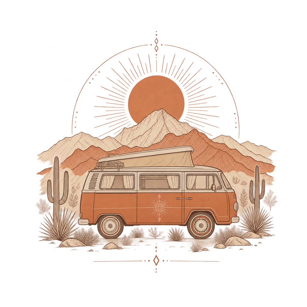 [Digital Download] Van Life Boho Sunset T-Shirt SVG PNG EPS Cricut Silhouette Sublimation Design
