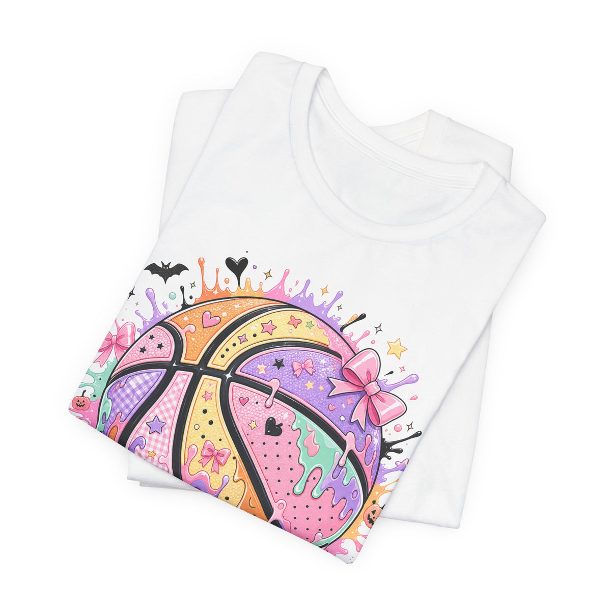Pastel Drip Basketball Tee | Coquette Bow Basketball Shirt | Cute Basketball Gift | Girly Basketball Graphic Tee