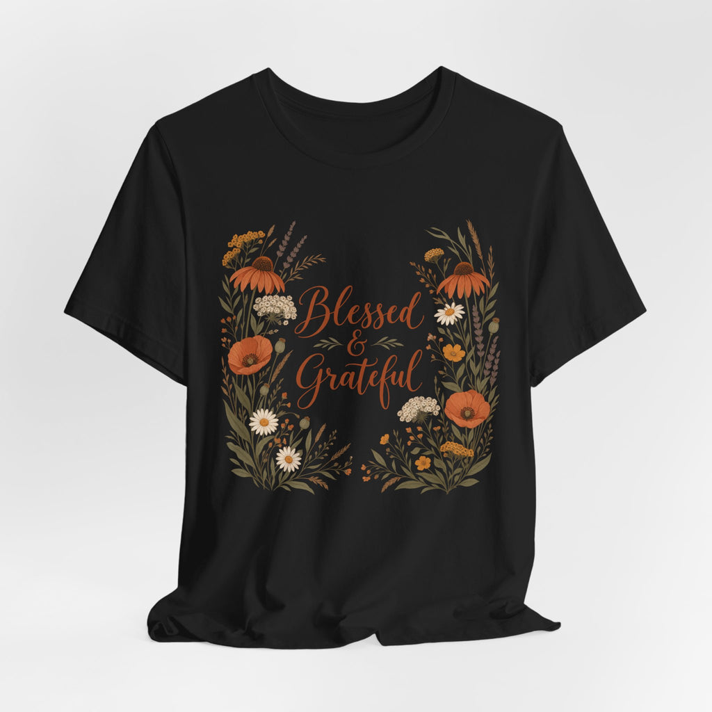 Blessed and Grateful Boho Floral T-Shirt | Faith Gratitude Tee | Christian Gift Shirt
