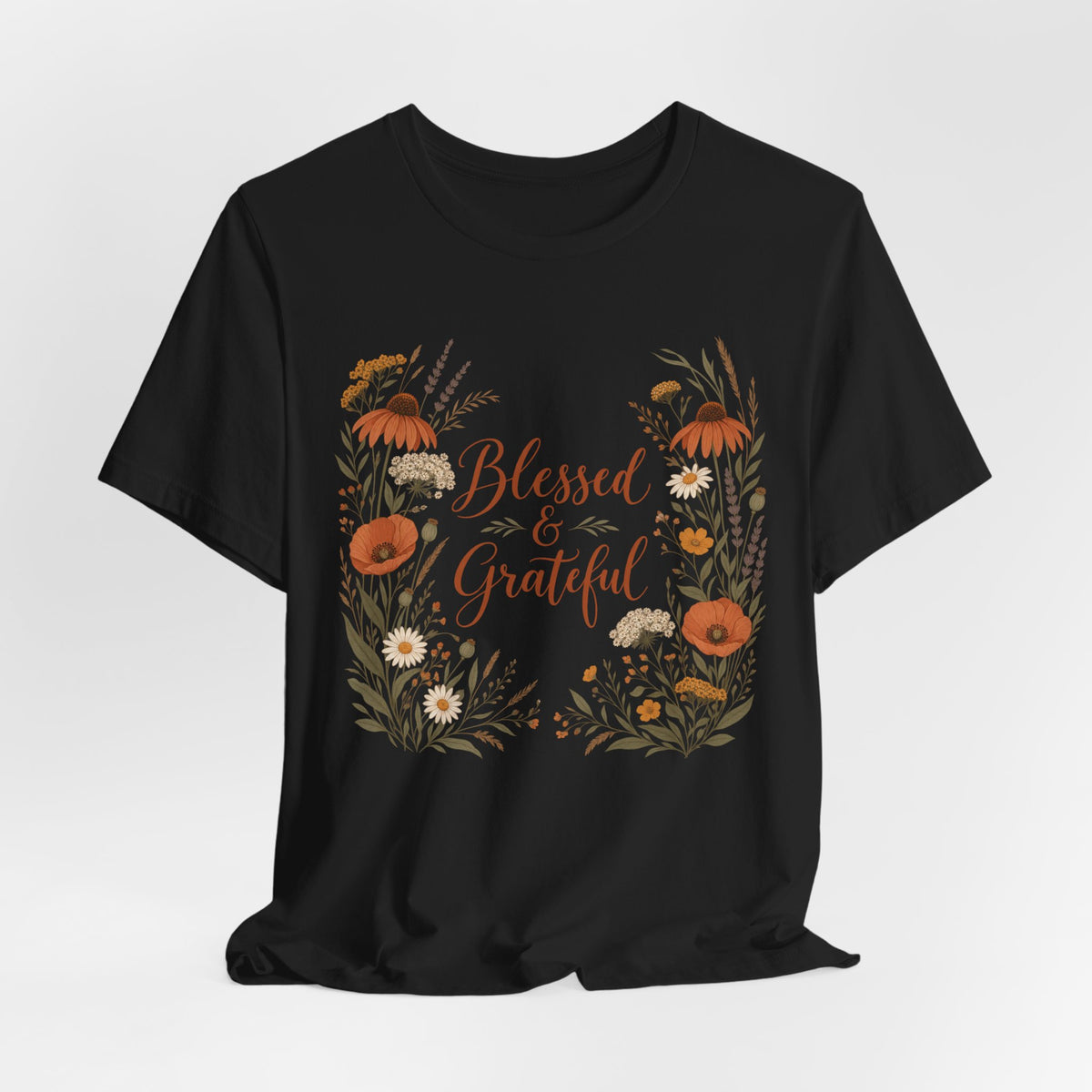 Blessed and Grateful Boho Floral T-Shirt | Faith Gratitude Tee | Christian Gift Shirt