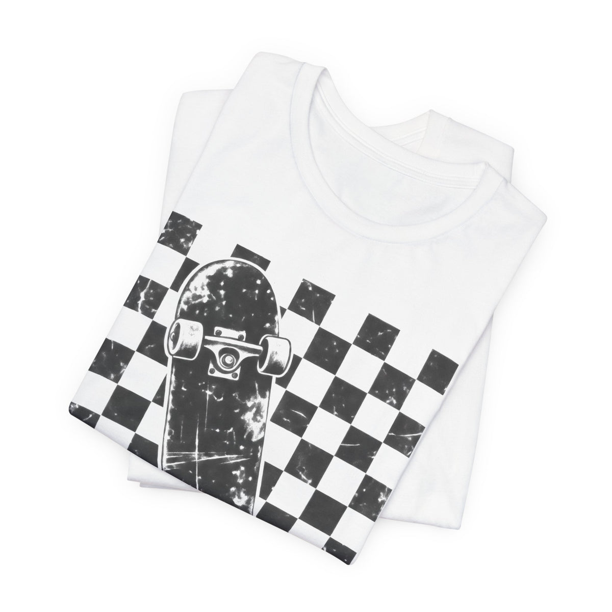 Checkerboard Skater T-Shirt | Vintage 90s Skate Culture Tee | Retro Black White Streetwear Gift