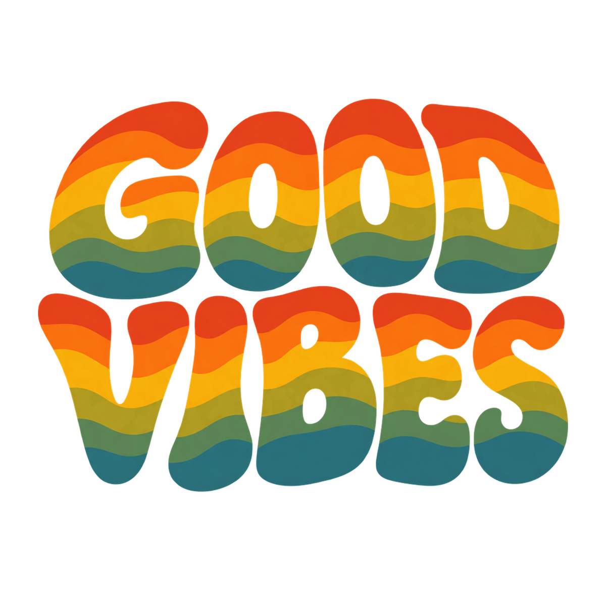[Digital Download] Good Vibes Wavy 70s Text T-Shirt SVG PNG EPS Cricut Silhouette Sublimation Design
